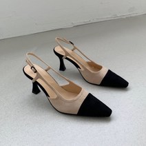 예쁜핏 배색 콤비 슬링백힐 8cm