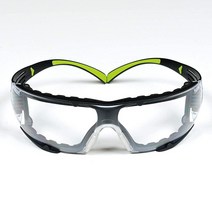 3M 보안경 SecureFit ANSI Z87 먼지 보호 김 서림 방지 긁힘 방지 투명 렌즈 그린/블랙 프레임 유연한 안경다리 탈착식 폼 개스킷, Clear Lens/ Green/Black Frame, Single, Single