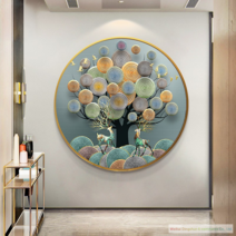 행복을 가져다주는 행복나무 원형 보석십자수 비즈 전체수 공예, 90x90CM