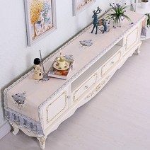 chinapnp0.5 테이블러너 텔러비전선반 식탁보 레이스 패브릭아트 직사각형 거실 화장대 신발장 긴테이블 커버먼지방지 덮개천, T13-자스민 보라, C03-40*240CM(적합 장롱 175-200CM)