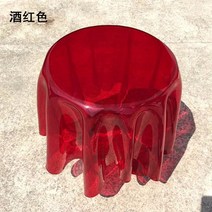 투명 아크릴 원형 사이드테이블 거실창가 침대옆사이드 미니 고스트 물결테이블, 미디엄(와인 레드) 40-51 cm