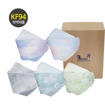 오원 KF94 마스크 나인 투톤 세트 50매 패션 컬러 꽃무늬 봄 여름 시원한 그린 블루 파스텔 노랑 회색 영어레터링 연예인 명품 숨쉬기펴한 국산 일회용 대형, 투톤 B 세트 50매