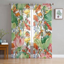 대나무 잉어 중국 스타일 토요 얇은 명주 그물 커튼 거실 침실 쉬어 보일 현대 인쇄 디자인