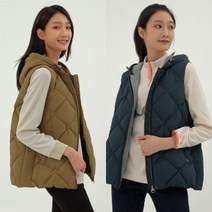[지센] 여성 다이아 퀼팅 덕다운 후드 숏 베스트(색상2종)