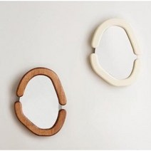 프렌치 빈티지 작은 원목 비정형벽거울, 브라운