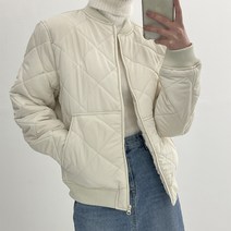 셀러허브(잡화) 여자 빅포켓 다이아 퀼팅 블루종 집업 점퍼