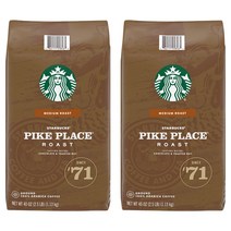 Starbucks Pike Place 스타벅스 파이크 플레이스 미디엄 로스트 그라운드 분쇄 커피 간원두 스벅 40oz(1.13kg) 2팩