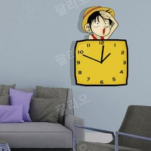 캐릭터벽시계 대형 사무실 무소음 벽걸이벽시계, A.루피 벽시계 17CM x 25CM