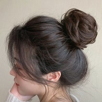 잇츠리빙 똥머리 가발 올림머리 곱창머리끈 똥머리 집게핀, 밝은갈색, 웨이브 곱창가발, 1개