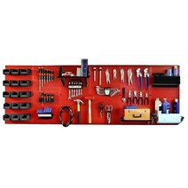 Wall Control 30-WRK-800GB 마스터 워크벤치 금속 페그보드 공구 오거나이저 그레이/블랙, Red Pegboard with Black Pegboa