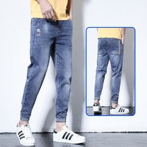 남자슬림핏청바지 봄 여름 얇은 데님 남성 스키니 바지남자 배기 와이드 루즈핏 흐름 9부팬츠 2187381893