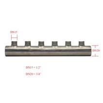 난방분배기 바닥 난방 시스템 용 3412 스테인레스 스틸 물 분배 매니 폴드 2 12 포트 한쪽 끝 열림 한쪽 끝 닫힘, 11 포트