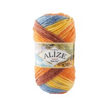 프리미어울 Alize Burcum 바틱 원사 펀치 100g-210mt % 100 아크릴 손 뜨개질 크로셰 스웨터 비니 스카프 랩 숄 남녀공용, 7647, 1개
