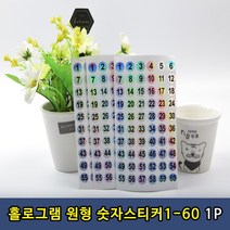 홀로 부자재 1 1P 메뉴판제작 의류 사이즈 원형 라벨 숫자 미니 표시 번호 60번 스티커, 본상품선택