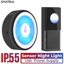 SAMTRUL 방수 무선 스마트 도어 벨 PIR 모션 센서 LED 나이트 라이트 USB 전원 초인종 링 차임 전화 433MHZ 홈, B1 button 1 receiver