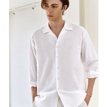 ANOBLIR 루즈핏 오픈카라 린넨 셔츠 [화이트] LOOSE-FIT OPEN COLLAR LINEN SHIRTS [WHITE]