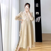 kirahosi봄 여름 임부복 임산부옷 임부복빅사이즈 원피스 루즈핏 긴팔 폴리에스테르 원피스TTL0051