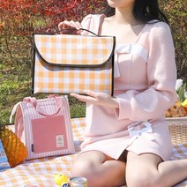 로지 봄바람 체크 피크닉 6인용 돗자리 (180*200), 옐로우