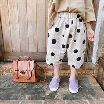하랑이네 또또샵 유아동 땡땡이 5부 팬츠 여아 남아 공용 반바지 키즈 아동복 등원복 등원룩 어린이 선물 평상복 일상복 자매룩 남매룩 형제룩 배기바지 봄 간절기옷 도트