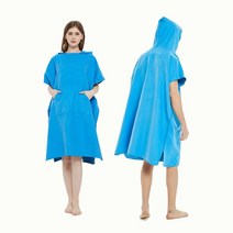 서핑 비치 판초 잠수복 기저귀 갈이용 타월 목욕 가운 후드 포함 수영 목욕용 성인 남성 여성 - 테리 천 아님(블랙), Blue With Pocket