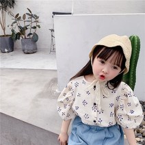 하랑이네 또또샵 유아동 여아용 면 마소재 블라우스 키즈 여아 반팔셔츠 외출복 나들이복 아동복 여아 상의 자매룩 봄옷 여아 반팔 등원룩 등원복 촬영복 단체복 이쁜 귀여운 어린이