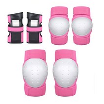 스포츠용품 액세서리 6pcs 팔꿈치 패드 손목 야외 스포츠 보호 키트 인라인 스피드 스케이트 레이싱 자전거, 01 pink_01 S