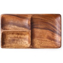 토탈하우스 천연원목 우드접시 정3절 직사각 나눔접시 안주접시 (1132)