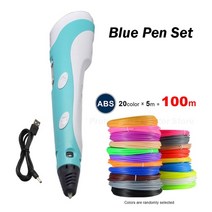 3d 펜 필라멘트 printer pen screen diy 3 d printing pen 20m abs filament set creative toy Designer kids, eu 블루 세트