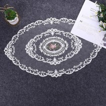 [신혼일기] 대형사이즈 프렌치 레이스 플라워자수 테이블매트, 74cm * 46cm, 브론즈베이지