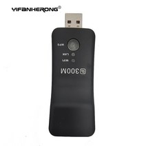 무선 네트워크 어댑터 300Mpbs USB 무선 중계기 WiFi 스마트 TV 네트워크 어댑터 범용 HDTV RJ45 Lan 포트, 한개옵션0