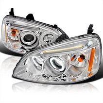 SPEC-D TUNING LED Jdm 크롬 하우징 투명 렌즈 프로젝터 헤드라이트 2001-2003 혼다 시빅 2 도어 쿠페 4 세단 왼쪽 + 오른쪽 페어 헤드램프 어셈블리와 호환, Chrome