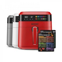 KOOC XL 대형 에어 프라이어 6 3L(6 5쿼트) 전기 프라이어 오븐 빠른 참조를 위한 무료 치트 시트 1700W LED 터치 디지털 스크린 10 in 1 맞춤형 온도/시간, 6.5 Quart_레드