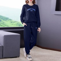 SJW 봄가을 중년여성 트레이닝세트 츄리닝 맨투맨 티 스트링밴딩 조거팬츠 엄마옷 40-60대 빅사이즈
