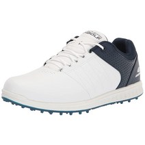 Skechers 남자 남성용 피벗 스파이크리스 골프화 화이트/그레이 9 W, 11.5, White/Navy