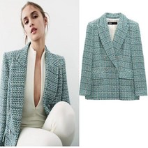 ZARA 자라 트위드 자켓 파스텔 더블 블레이저