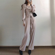 요시아나 [당일발송] 시크한 티리엘 퍼프소매 어깨패드 벨티드 정장 점프수트 2컬러