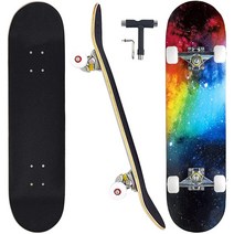 CAPARK 초보자용 스케이트보드 성인 청소년 소녀 남아용 78.7cm(31인치) 프로 컴플리트 스케이트 보드 7겹 캐나다 단풍나무 더블 킥 오목 롱보드 (깃발), Youth