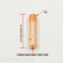 용접 노즐 팁 51020 pcs 가스 mb-15ak 14ak m6 25mm 토치 접촉 접촉 가스 0.6mm0.8mm0.9mm1.01.2mm, 20개, 1.2mm