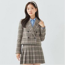 로엠 체크 더블 크롭 자켓_울자켓_크랍자켓 RMJKC4TR57