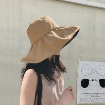 일본 UV 블랙 접착제 선 스크린 양산 모자 여성 여름 커버 얼굴 안티 자외선 태양 모자 사이클링 큰 가장자리 어부 모자, 조정 가능한 모자 둘레(56-58cm), 【기질 카키캬멜】