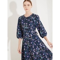 올리비아로렌 신상품 벌룬 소매 프린트 드레스 라운드 반팔 원피스 VOCOA3M3241