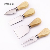 블랙우드도마 이상민 플레이팅 명품 바둑무늬 원목 나무 도마 Y 34 세트 치즈 칼 스테인레스 스틸 치즈 버터 피자 절단 도구 커터 슬라이서 손잡이 치즈 도구, 4개
