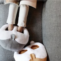 온열쿠션 시바궁둥이 USB 발난로 슬리퍼, 그레이, 아답터추가