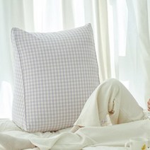 플랫화이트 삼각 등받이 중독쿠션, 라벤더 체크