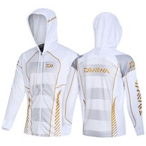 DAIWA 다이와 후드 낚시 의류 태양 보호 의류 남성 여성 얼음 실크 낚시 태양 보호 의류 초박형 실크 바지, 골드탑
