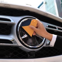 [JS AUTOMOTIVE] BENZ 벤츠 GLS클래스 그릴 엠블럼 스크래치방지 PPF투명필름 스티커 자동차 랩핑 용품, 대형 18cm