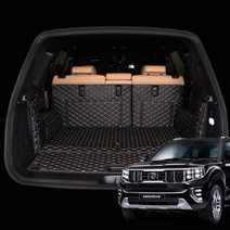 [KHAN칸] 모하비 더마스터 트렁크매트 풀매트 5인승 6인승 7인승 차량 용품 악세사리, 카본가죽 (금장스티치), 5인/사이드분리/램프유