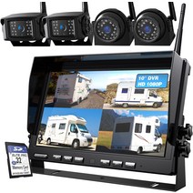 ZEROXCLUB 25.4cm(10인치) 1080P 무선 백업 카메라 시스템 25.4cm(10인치) DVR 쿼드 스플릿 모니터 무선, 한개옵션0