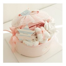 주식회사 앙앙 부드러운쉬폰 1단 기저귀케익 (핑크) (바디슈트+미니타올2장), 출산선물