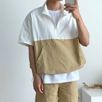 (세일) 상하배색 반팔 루즈 아노락 D 2442